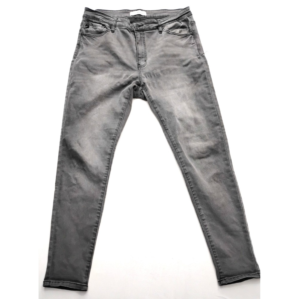 KanCan Mid Rise Skinny Jeans Plus Size 1XL Gray Wash Stretch Denim 36x31